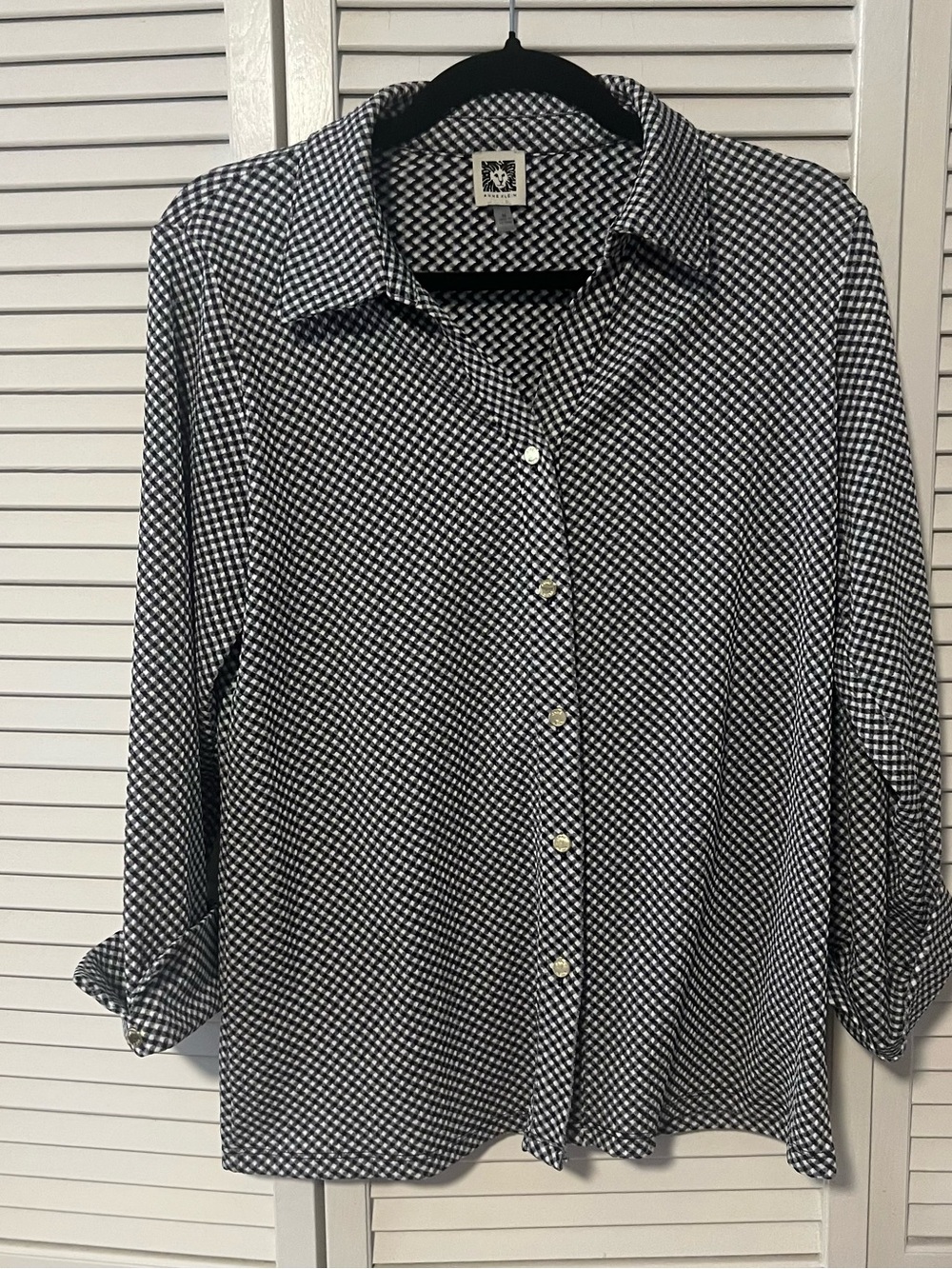Black and White Check Button-Down Shirt
